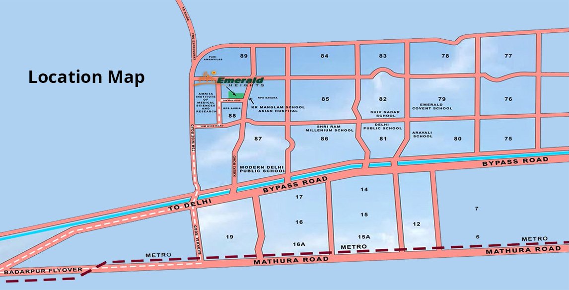 Emerald Heights Faridabad Location Map